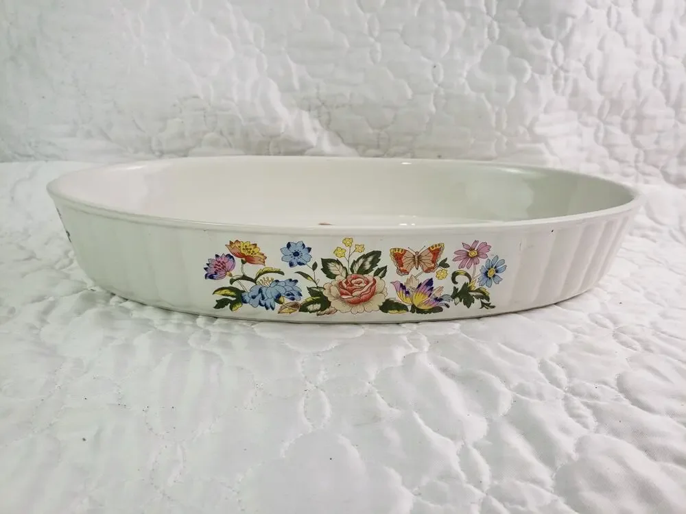 Aynsley Hystyle Cottage Garden Oval Bowl Baker Oven to Table Casserole 12